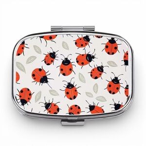 Ladybug Patterned Portable Compact Pill Case NWT